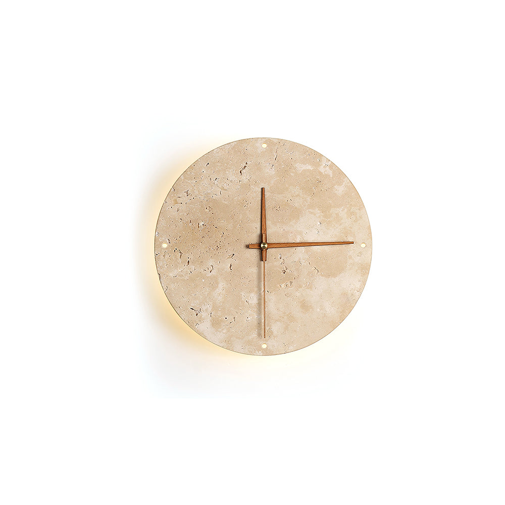 Wall Clock Travertine Lamp – Minimalist Design with Warm Ambiance 1