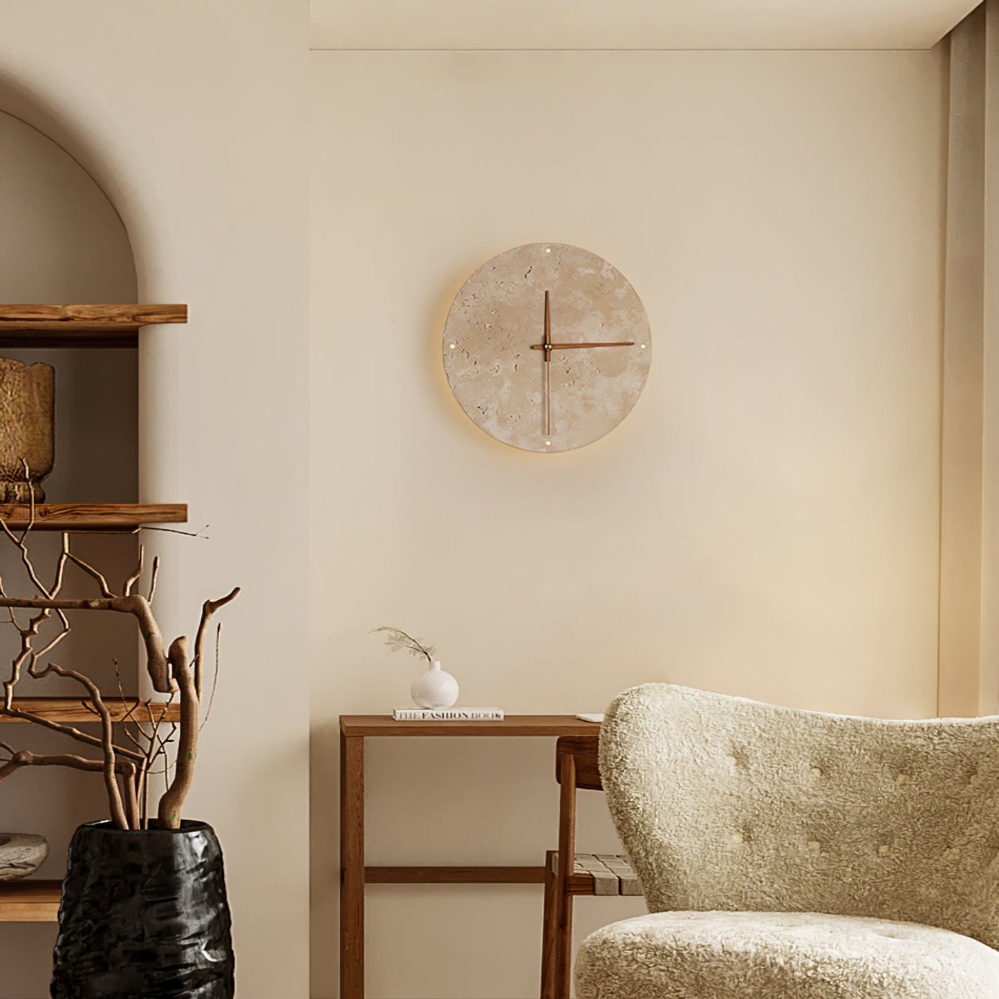 Wall Clock Travertine Lamp – Minimalist Design with Warm Ambiance 7