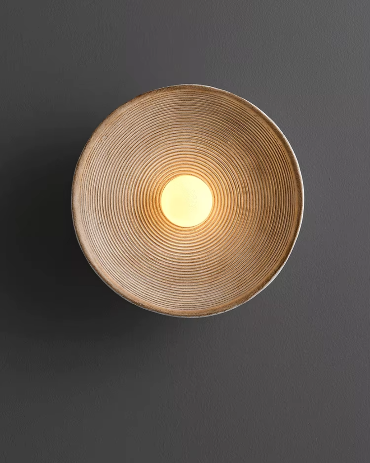 Wall Lamp Rillenschale Natural Stone – Unique Bowl Design with Soft Glow 3