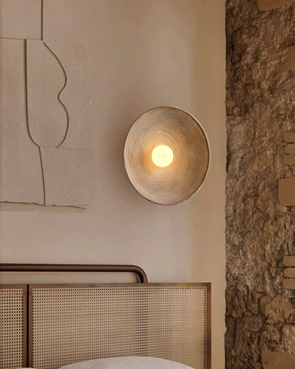 Wall Lamp Rillenschale Natural Stone – Unique Bowl Design with Soft Glow 6
