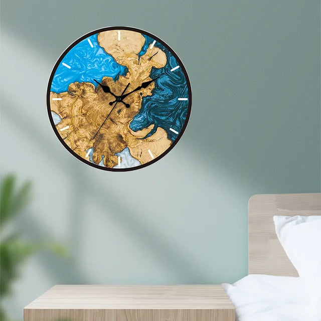 Wooden Wall Clock with Resin Accents – Artistic Design for Modern Interiors 2
