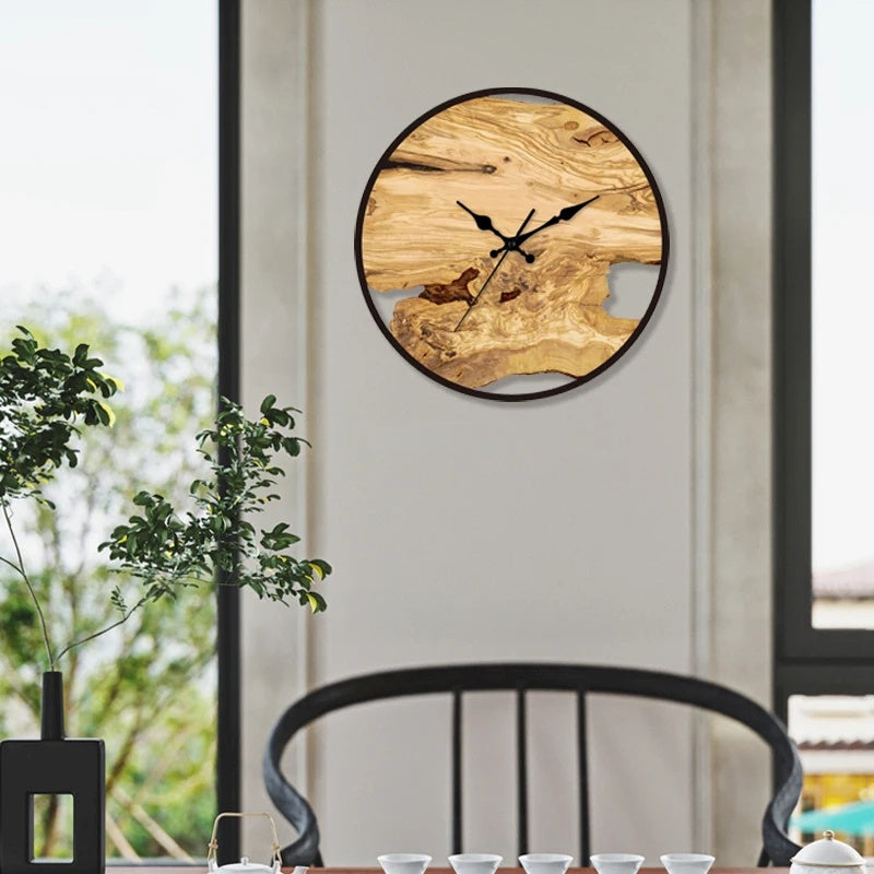 Wooden Wall Clock with Resin Accents – Artistic Design for Modern Interiors 3