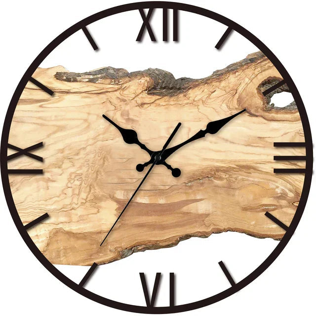 Wooden Wall Clock with Resin Accents – Artistic Design for Modern Interiors 4