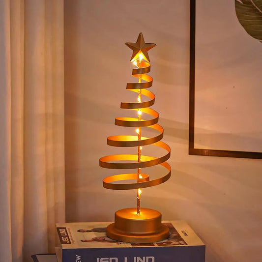 **Artificial Christmas Light Tree** – Elegant Spiral Star Design with Warm Glow 0