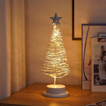 **Artificial Christmas Light Tree** – Elegant Spiral Star Design with Warm Glow 7