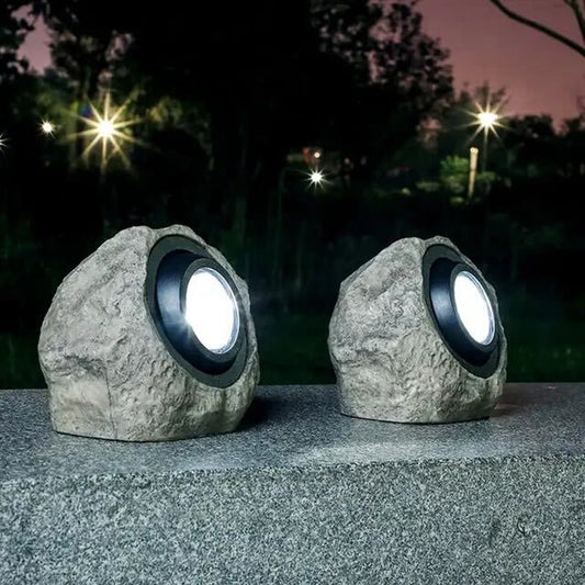 Aura Solar Outdoor Lamp – Elegant Stone Design with Cozy Glow 1