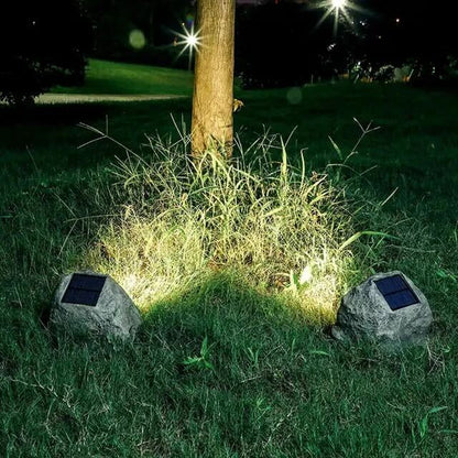 Aura Solar Outdoor Lamp – Elegant Stone Design with Cozy Glow 2