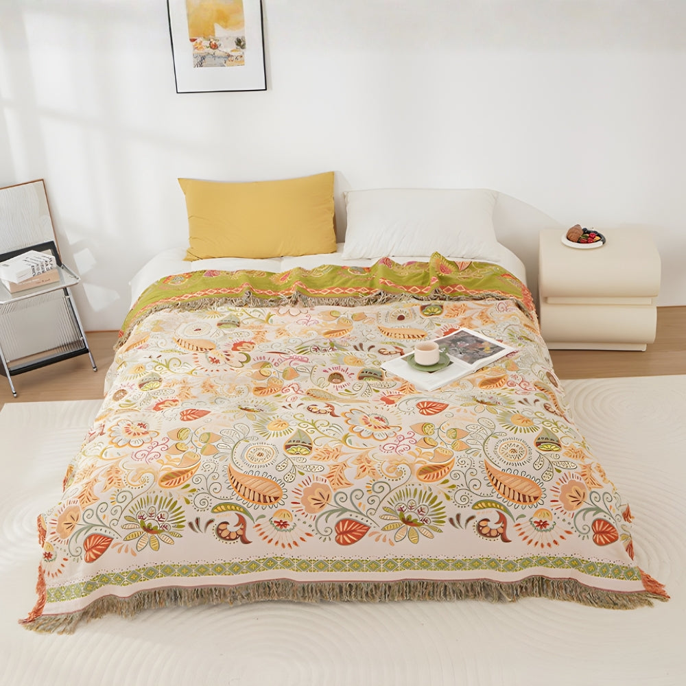 Autumn Leaf Boho Reversible Blanket – Vibrant Comfort for Every Space 0