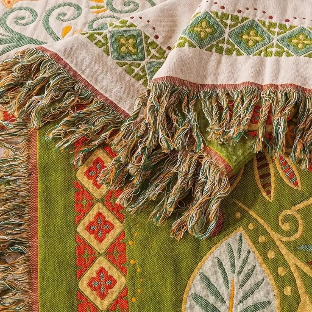 Autumn Leaf Boho Reversible Blanket – Vibrant Comfort for Every Space 5