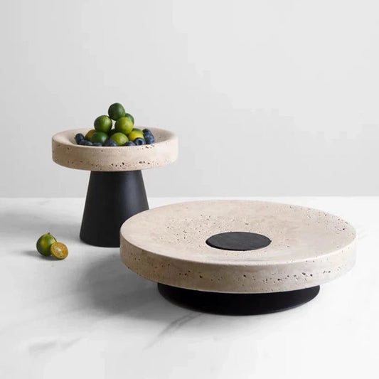 Beige Travertine Serving Tray – Elegant Design for Stylish Gatherings 1