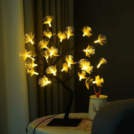 Birch Fiber Optic Flower Tree Light – Whimsical Glow for Cozy Spaces 0
