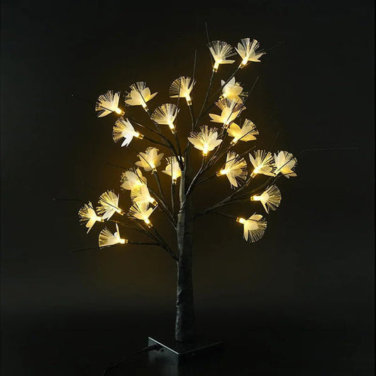 Birch Fiber Optic Flower Tree Light – Whimsical Glow for Cozy Spaces 1