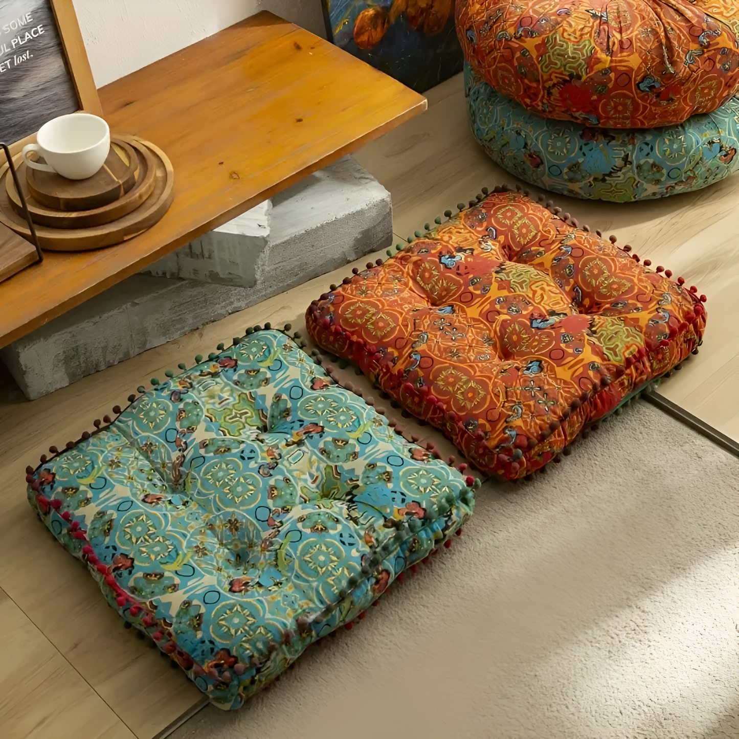 Bohemian Embroidered Floor Cushion – Artistic Comfort For Relaxing Spaces 6