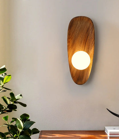 Camille Wall Lamp – Elegant Acacia Wood and Opal Glass Design 0