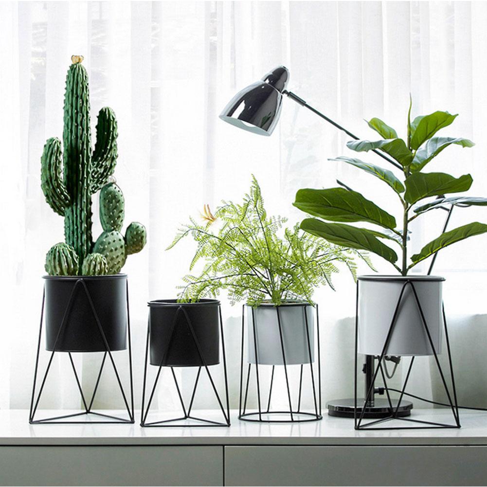 Ceramic Planter with Metal Stand – Stylish Indoor Display for Your Greenery 1