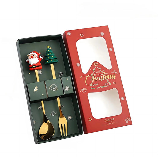 Christmas Fork and Spoon Set – Charming Santa Design for Festive Feasts 0