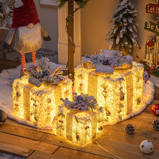 Christmas Glow Gift Boxes Set – Chic Decoration for Festive Gatherings 1
