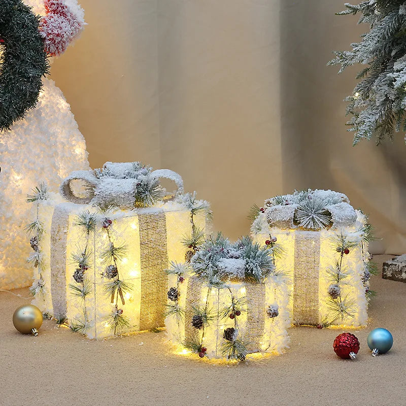 Christmas Glow Gift Boxes Set – Chic Decoration for Festive Gatherings 3