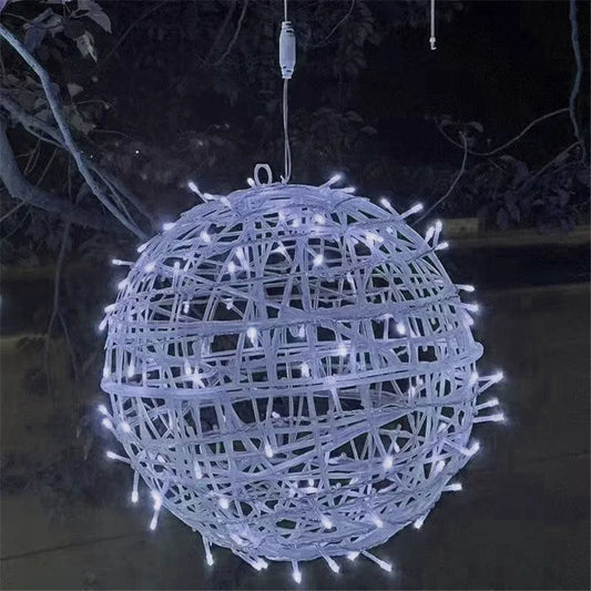 Christmas LED Rattan Ball Garland – Festive Glow for Outdoor Gatherings 0