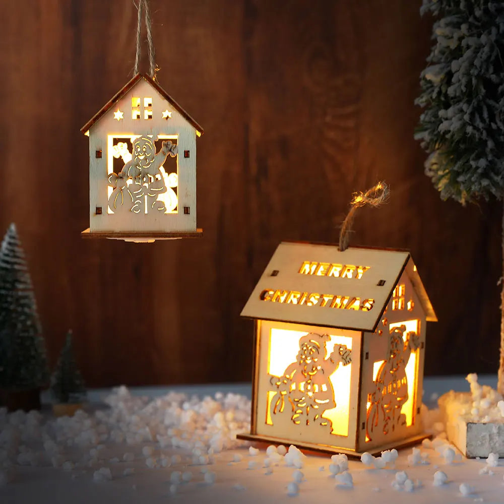 Christmas Wood House with LED Light – Charming Glow for Festive Spirit 4
