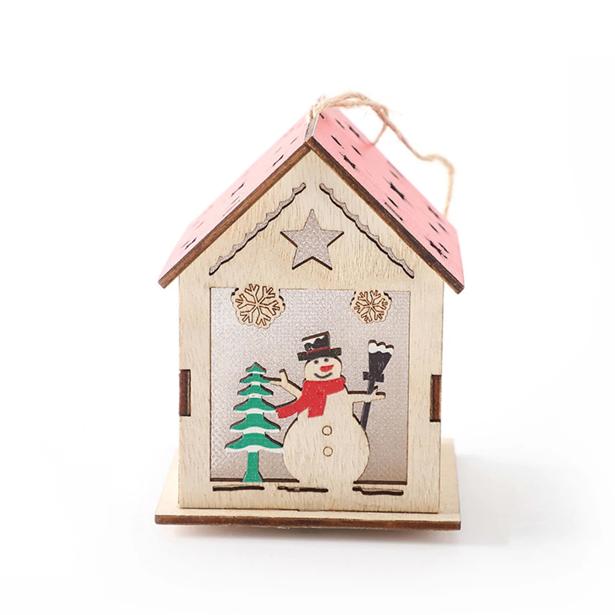 **Christmas Wood Pendant Cabin** – **Festive Lighting with Warm Glow** 2
