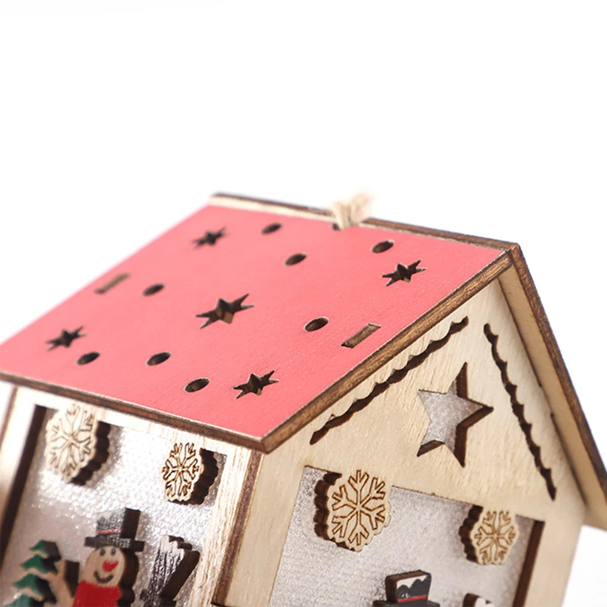**Christmas Wood Pendant Cabin** – **Festive Lighting with Warm Glow** 4