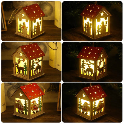 **Christmas Wood Pendant Cabin** – **Festive Lighting with Warm Glow** 5