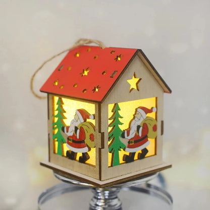 **Christmas Wood Pendant Cabin** – **Festive Lighting with Warm Glow** 6