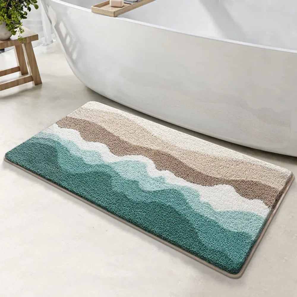 Coastal Wave Pattern Non-Slip Bath Mat – Create A Tranquil Bathroom Oasis 0