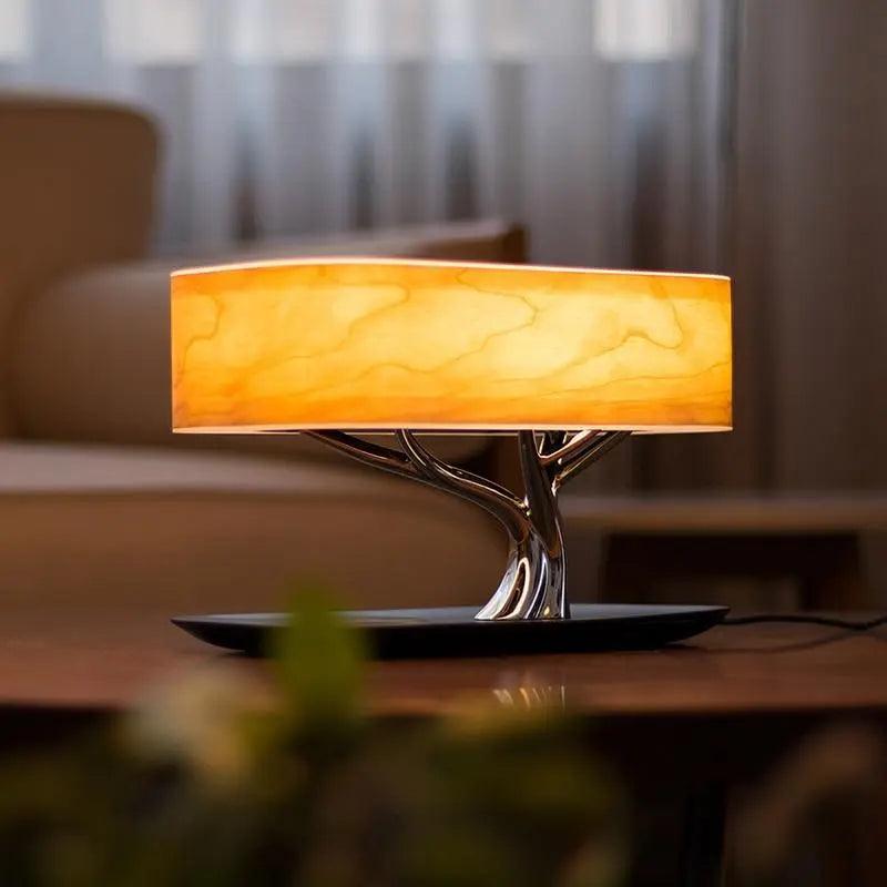 Contemporary Glass Table Lamp – Elegant Design with Wireless Charging Features 0