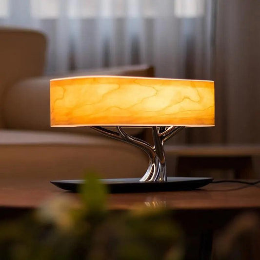 Contemporary Glass Table Lamp – Elegant Design with Wireless Charging Features 0