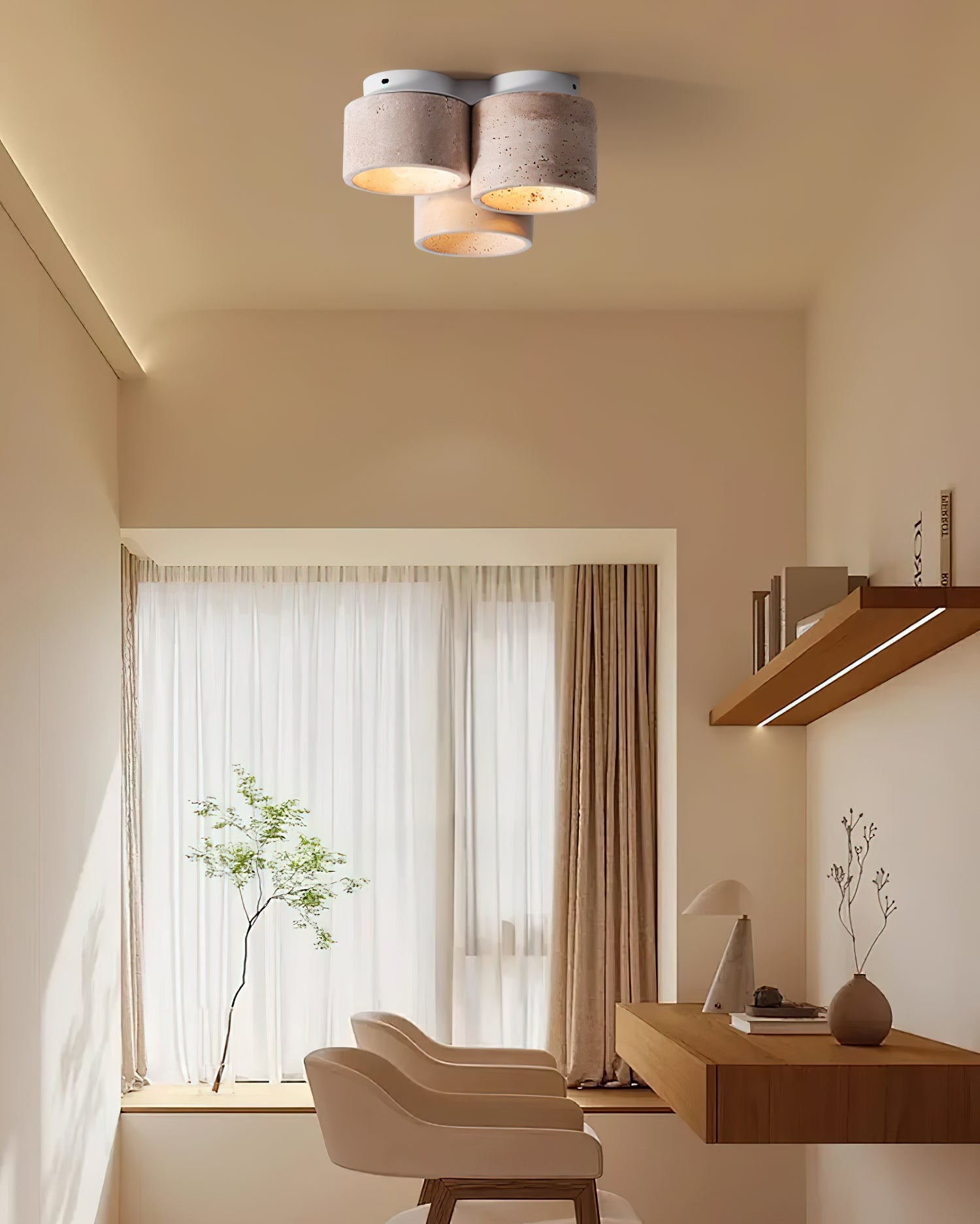 Cromia Flush Mount Ceiling Light – Modern Elegance with Natural Textures 3