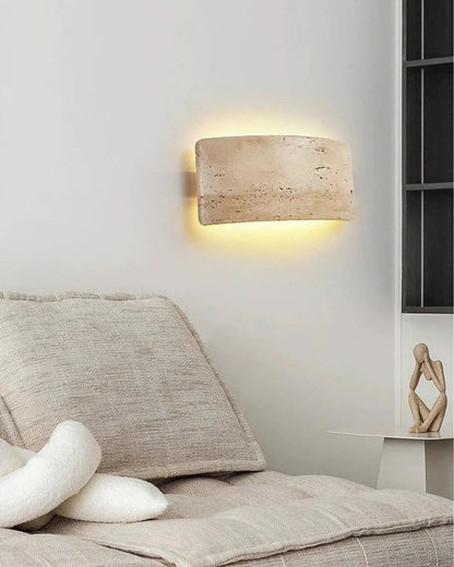 Curved Travertine Wall Lamp – Elegant Design with Soft Illumination 3
