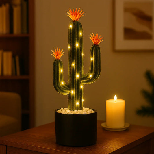 Desert Blossom Cactus Table Lamp – Charming Green Glow for Any Space 0
