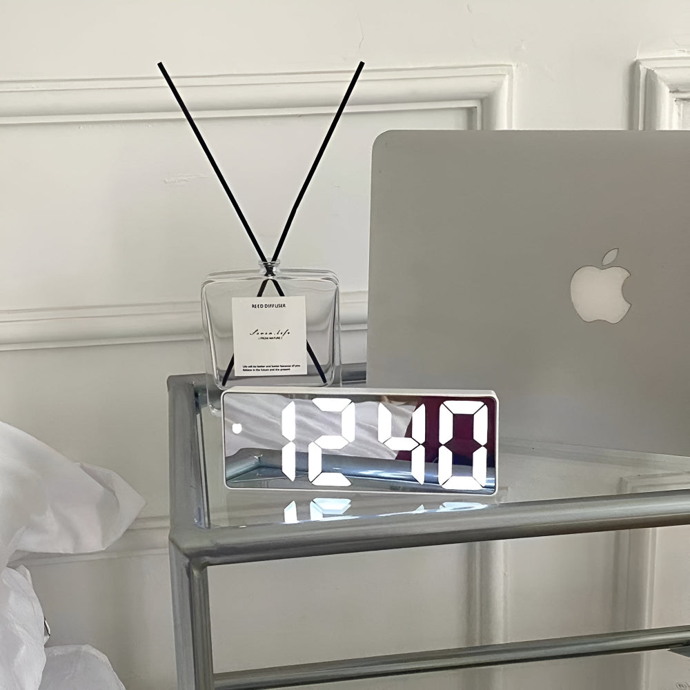 **Digital LED Mirror Alarm Clock** – Modern Elegance with Practical Features 0