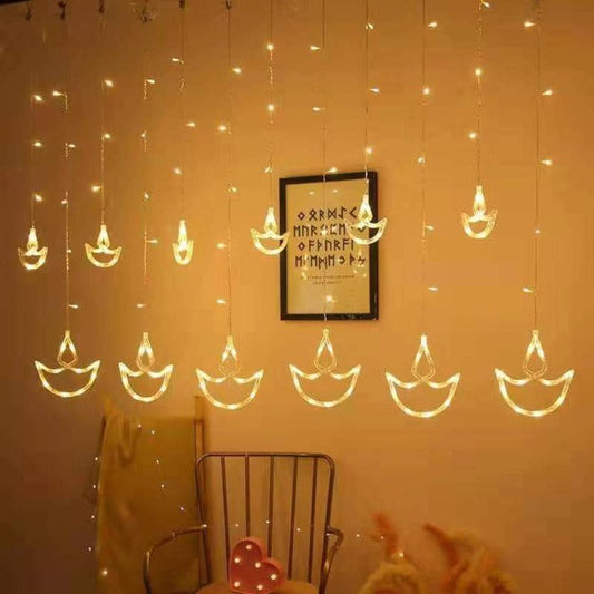 Diya Curtain Lights – Cozy Warm White Illumination for Celebrations 0