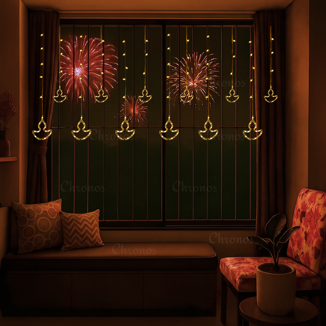 Diya Curtain Lights – Cozy Warm White Illumination for Celebrations 1