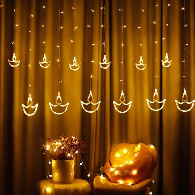 Diya Curtain Lights – Cozy Warm White Illumination for Celebrations 3
