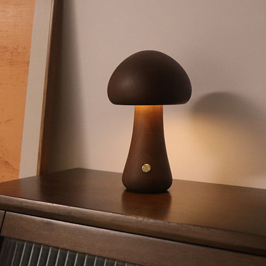 EcoGlow Wooden Mushroom Night Light – Rechargeable Soothing Glow for Kids 0