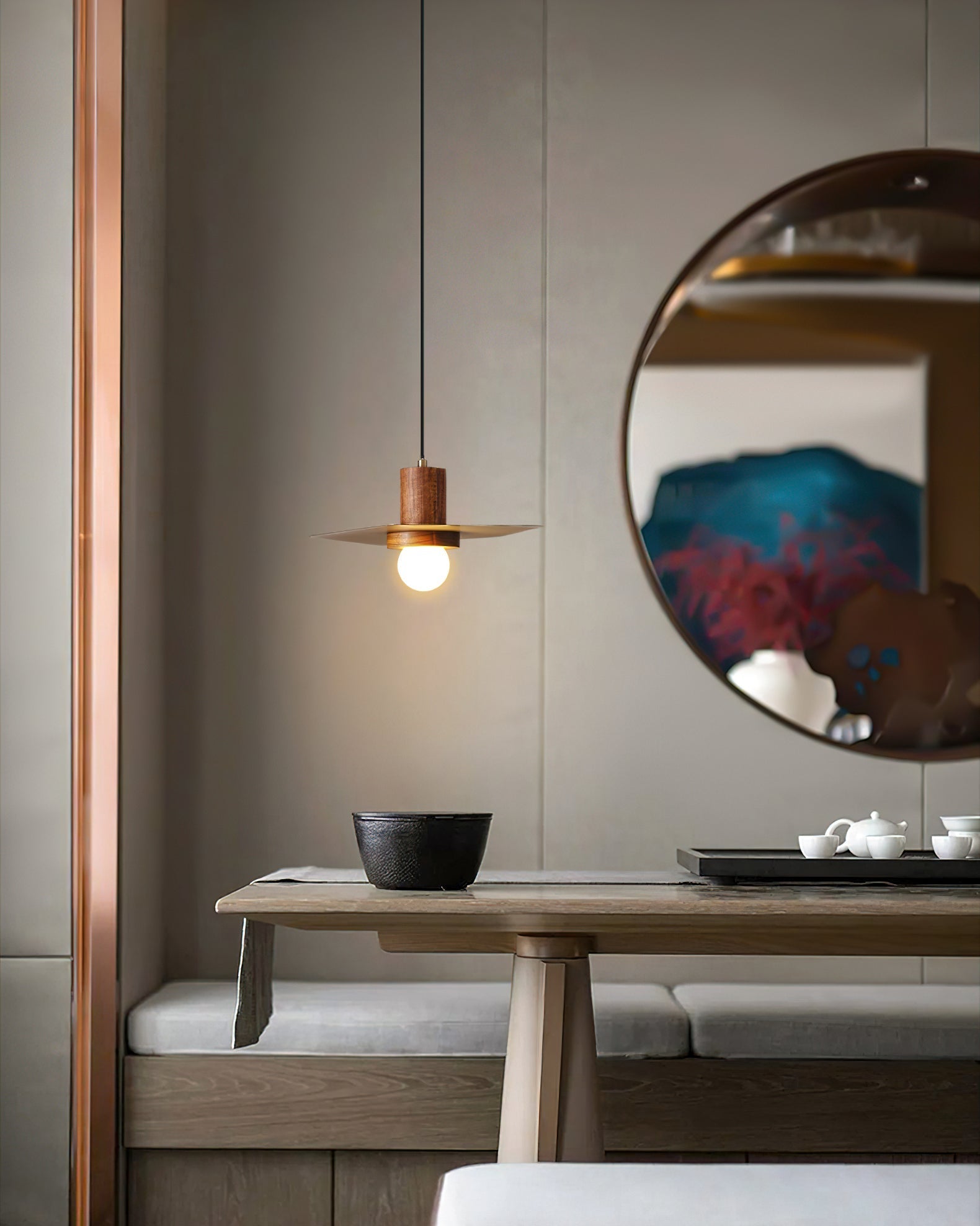 Elara Pendant Light – Elegant Wood and Brass Design for Modern Spaces 7