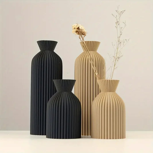 Elegant Black Plastic Vase – Modern Touch for Stylish Decor 0