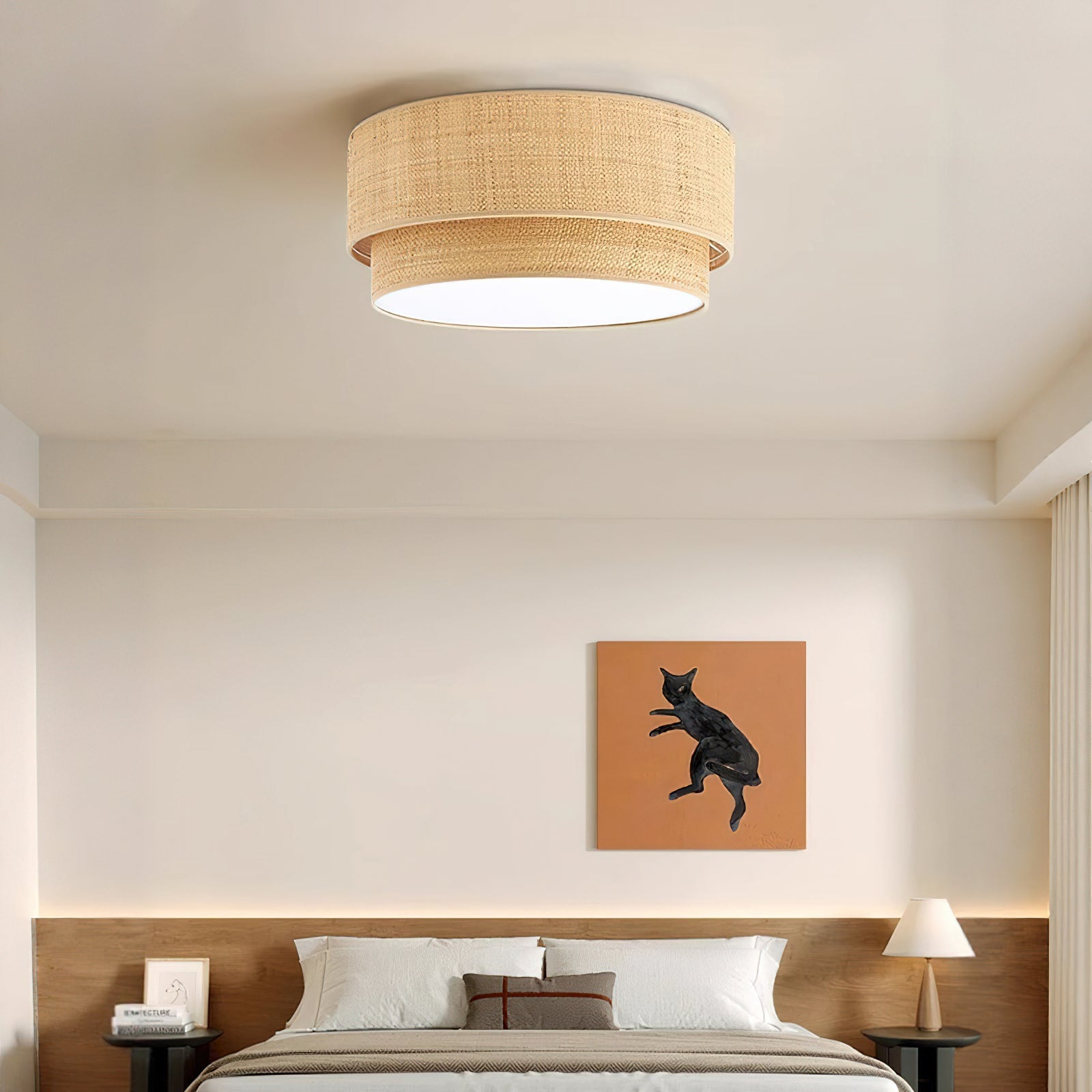 Emiko Rattan Pendant Light – Handwoven Raffia Style with Warm Glow 4