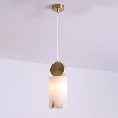 Etruscan Alabaster Pendant Light – Cozy Ambiance with Elegant Brass Shade 4
