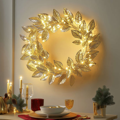 Golden Leaf Wreath – Radiant Elegance for Festive Moments 0