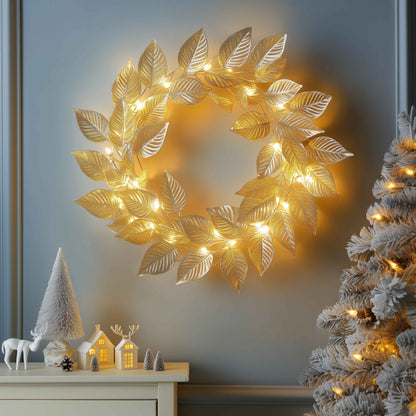Golden Leaf Wreath – Radiant Elegance for Festive Moments 4