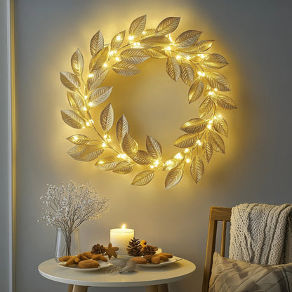 Golden Leaf Wreath – Radiant Elegance for Festive Moments 5