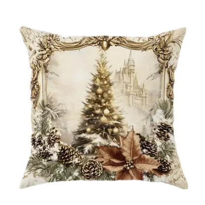 Golden Velvet Christmas Cushion Covers – Elegant Accents for Festive Charm 2