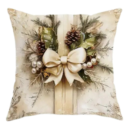 Golden Velvet Christmas Cushion Covers – Elegant Accents for Festive Charm 3