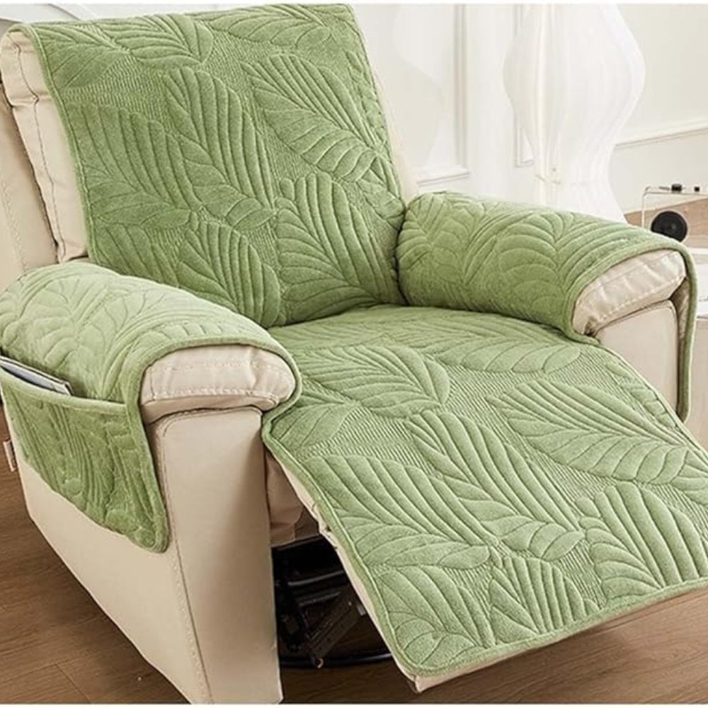 Green Leaf Pattern Recliner Chair Cover – Stylish Protection For Your Furniture 5