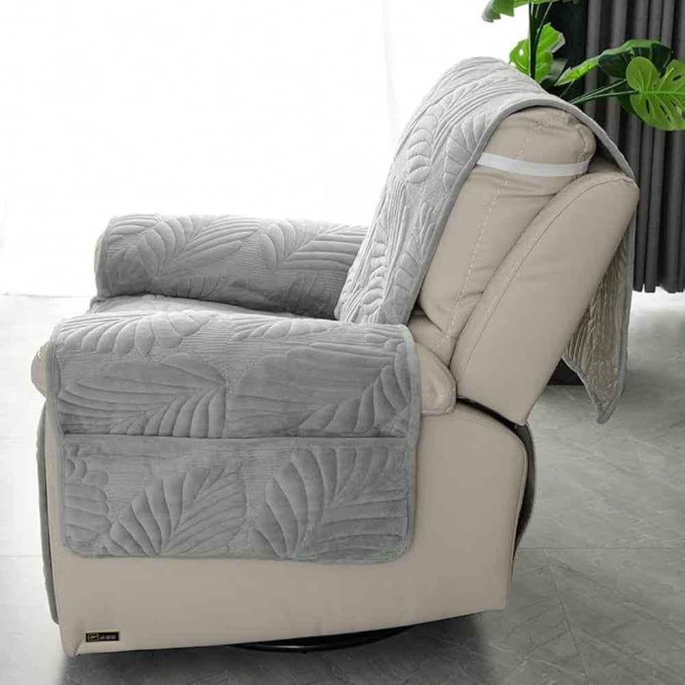 Green Leaf Pattern Recliner Chair Cover – Stylish Protection For Your Furniture 8